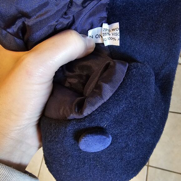 Vintage LC Tailorwear England Wool Swing Coat Navy Blue Girls 10 Velvet trim 60s - Picture 6 of 9